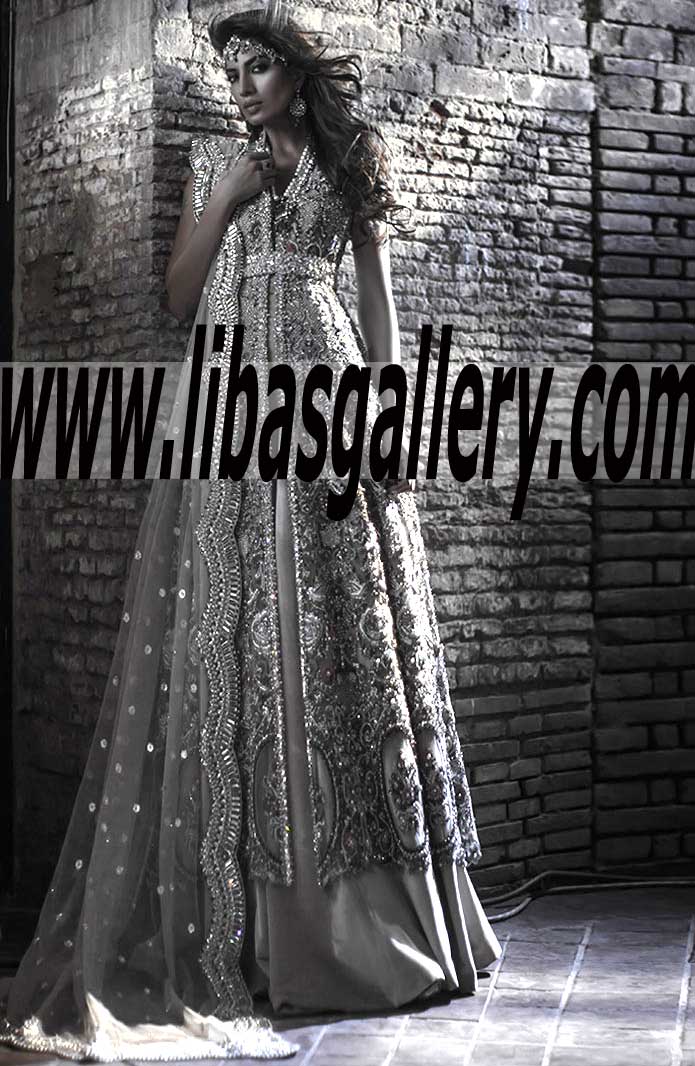 Buy Astonishing Wedding Reception Anarkali Bridal Dress with gorgeous and sensational embellishments