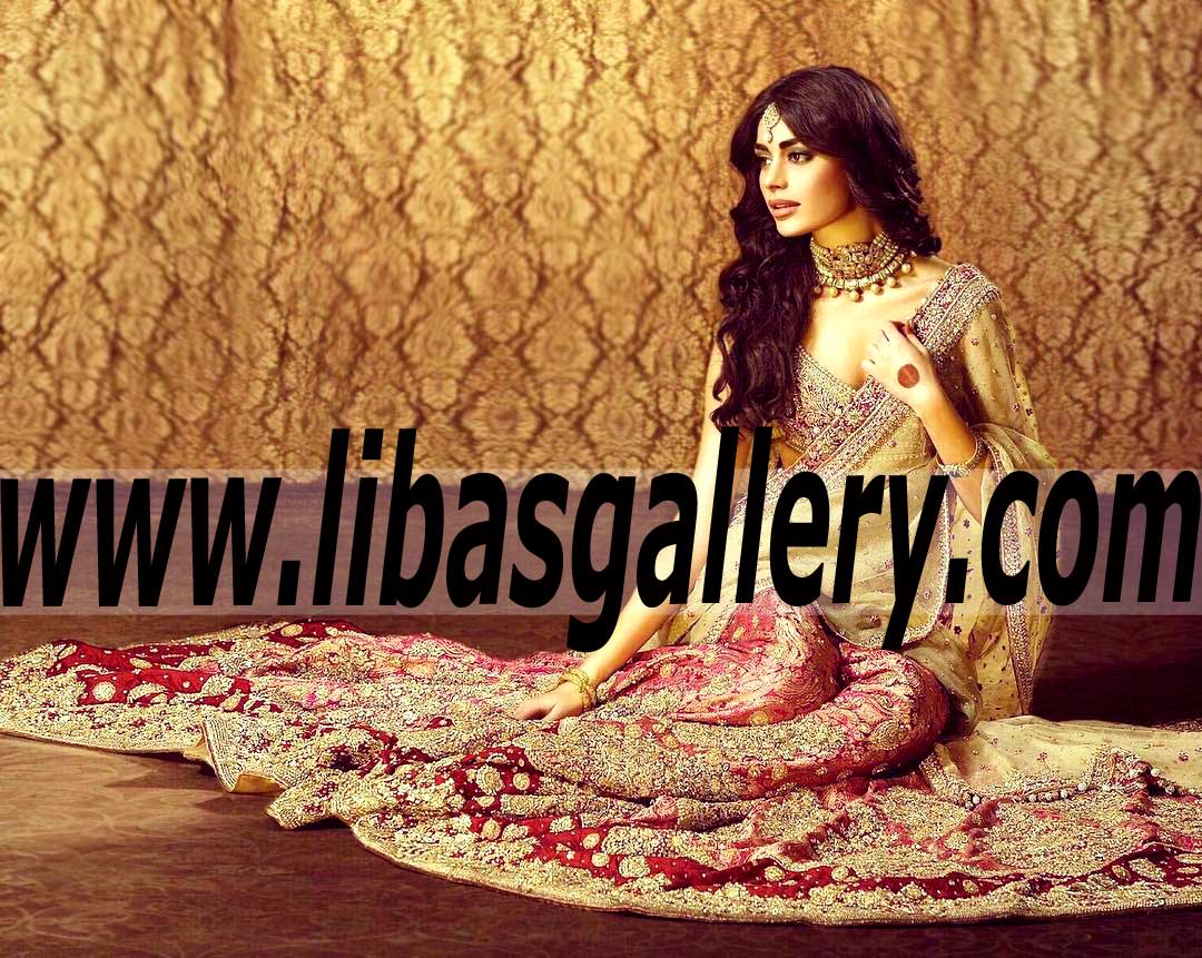 Bridal Wear 2015 Desirable Bridal Sharara Dress with chic and glorious embellishments for Modern Bride