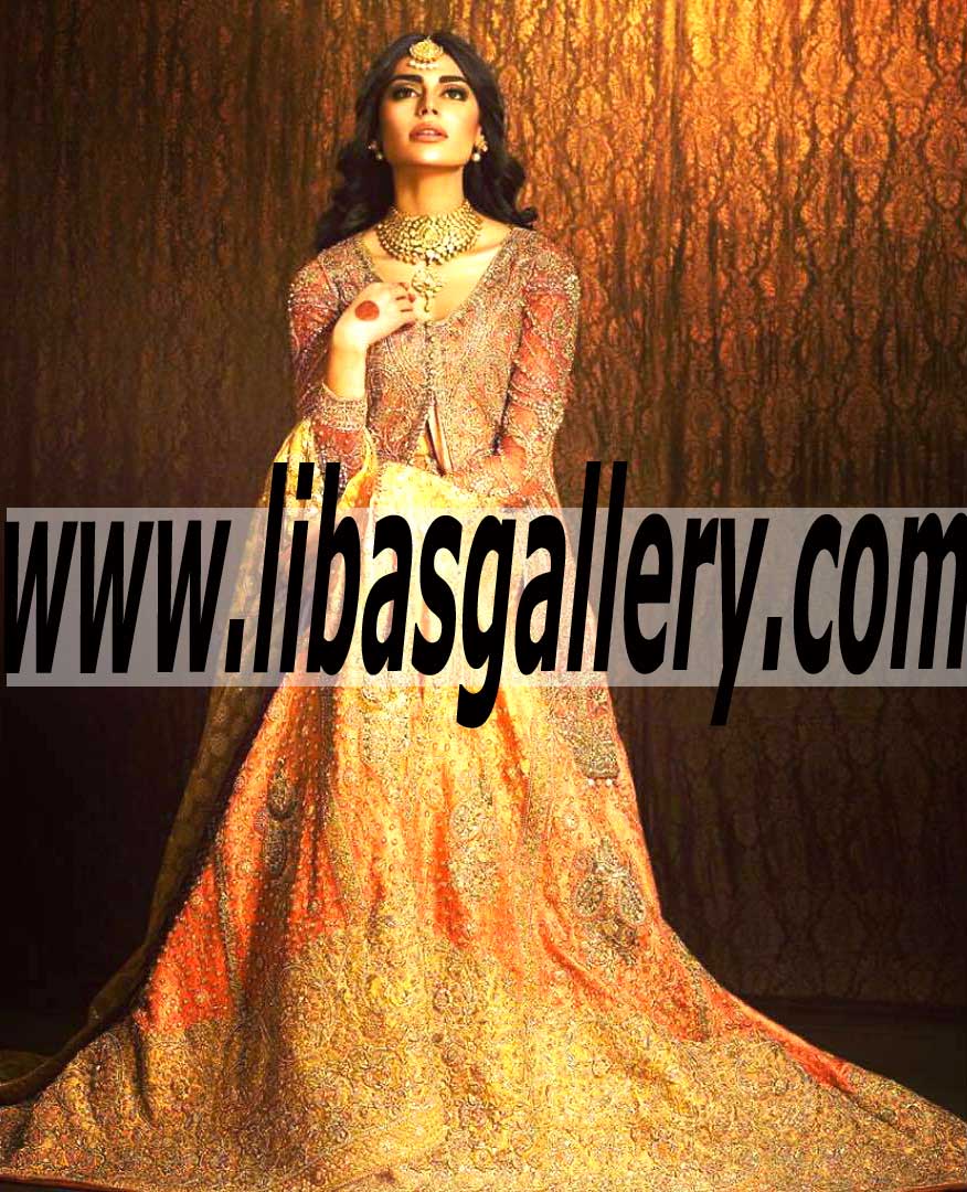 Bridal Wear 2015 Fascinating Wedding Lehenga with Exquisite and Superb Embellishments for Wedding and Special Occasions