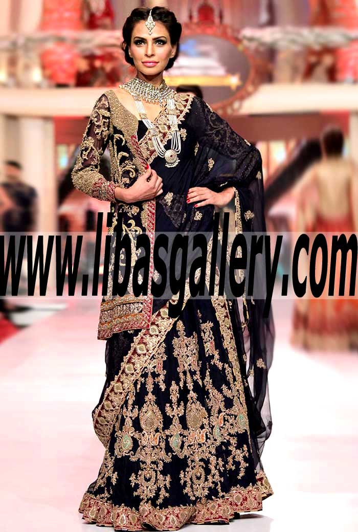 Bridal Wear 2015 Grandiose Black Lehenga Bridal Dress to Make you Good-Looking and More Beautiful on your Wedding