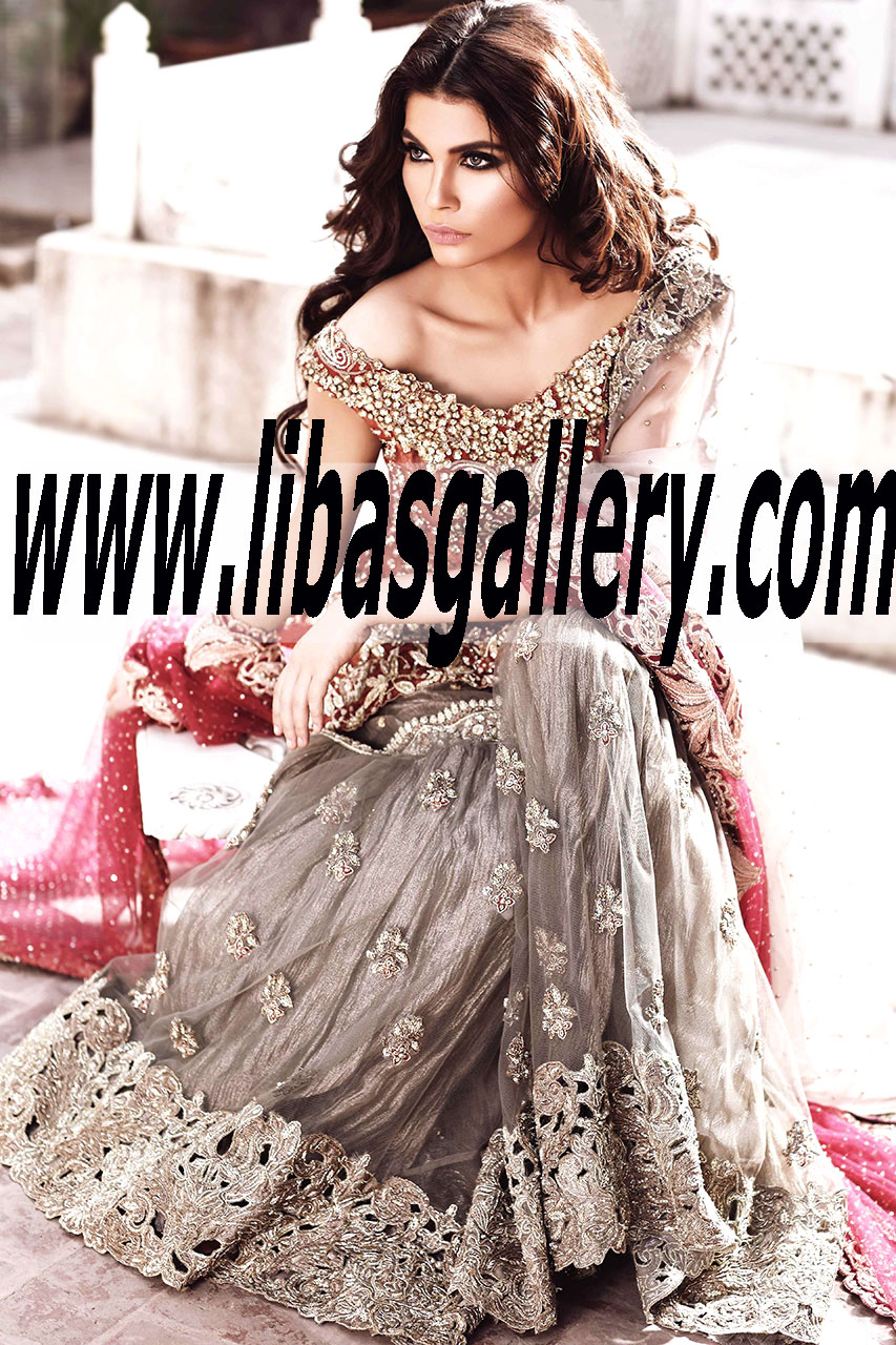 Bridal Wear 2015 EMBROIDERED WEDDING GHARARA DRESS 