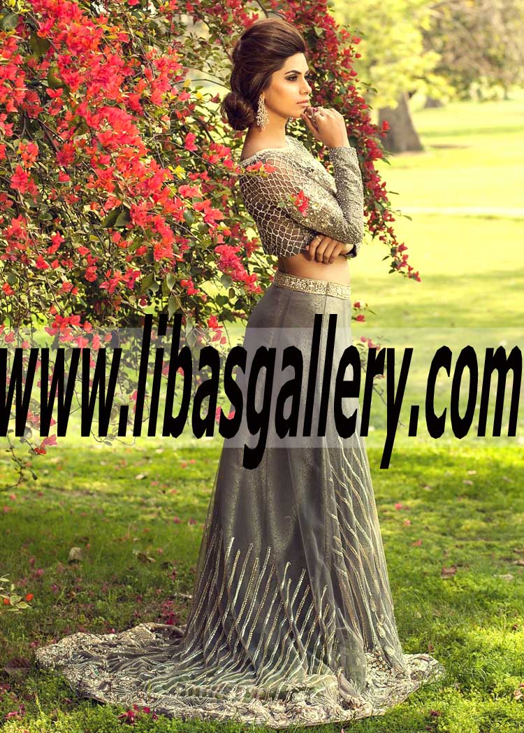 Lavishing Chilo Dress in Trolley Grey color with Stylish Lehenga for Special Occasion