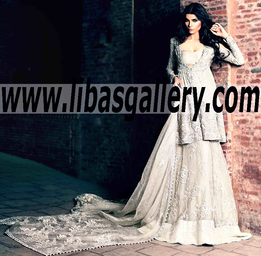 Bridal Wear 2015 BRIDAL ANARKALI DRESS WITH FLARED LEHENGA