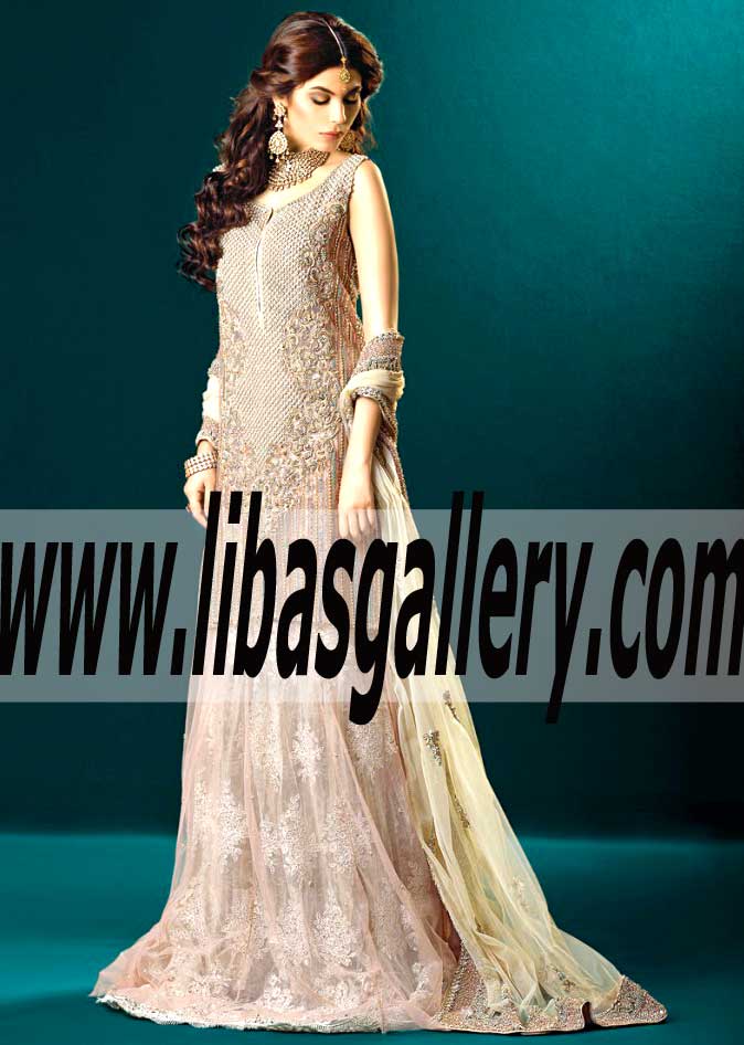 Rejoicing Asian Bridal Lehenga Dress with attractive embellishments for Bridal