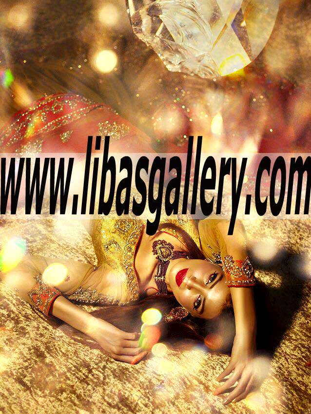 Impeccable Old Gold color Wedding Lehenga Dress for Special and Wedding Events