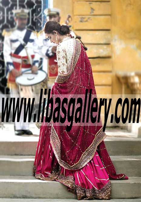 Outstanding Royal Fuchsia Pakistani Designer Gharara Dress for Special Events