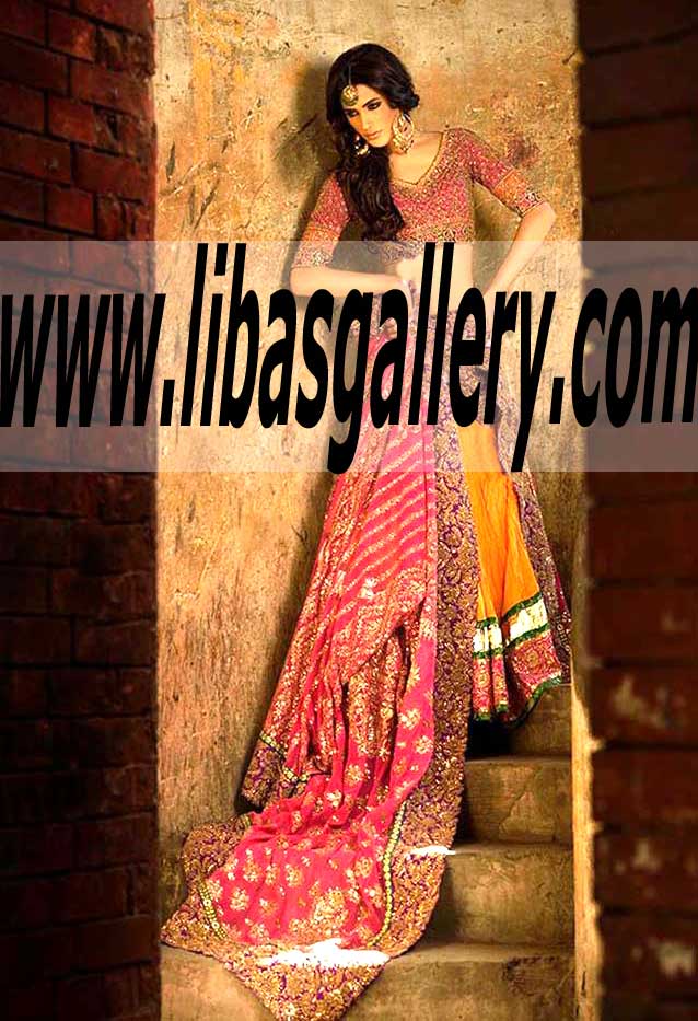 Luxurious Pink Color Bridal Lehenga Dress is Perfect for making a Stylish Appearance