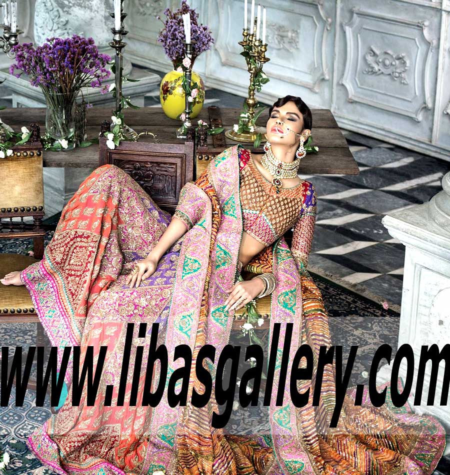Graceful Floor Length A line magnificent and glorious embellishments Lehenga Choli Bridal Dresses