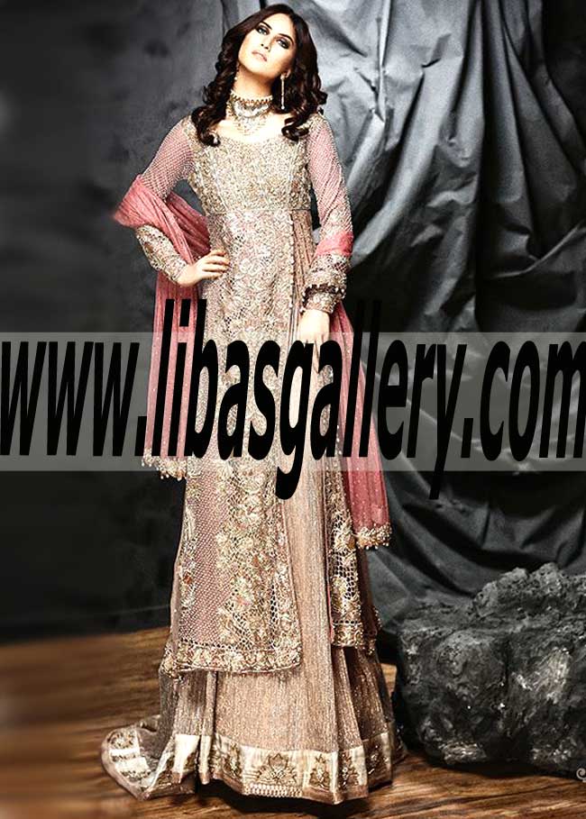 Romantic Asymmetric Waist Anarkali Gown with Floor Length lehenga Bridal Wear