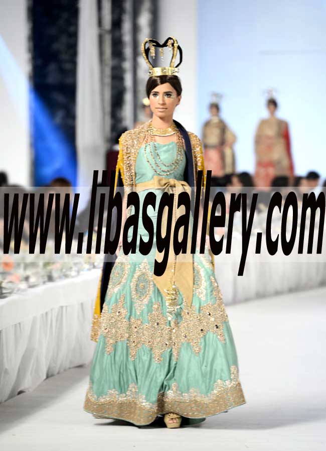 Glorious Touch Turquoise Color Bridal Lehenga Dress for Nikah and Engagement