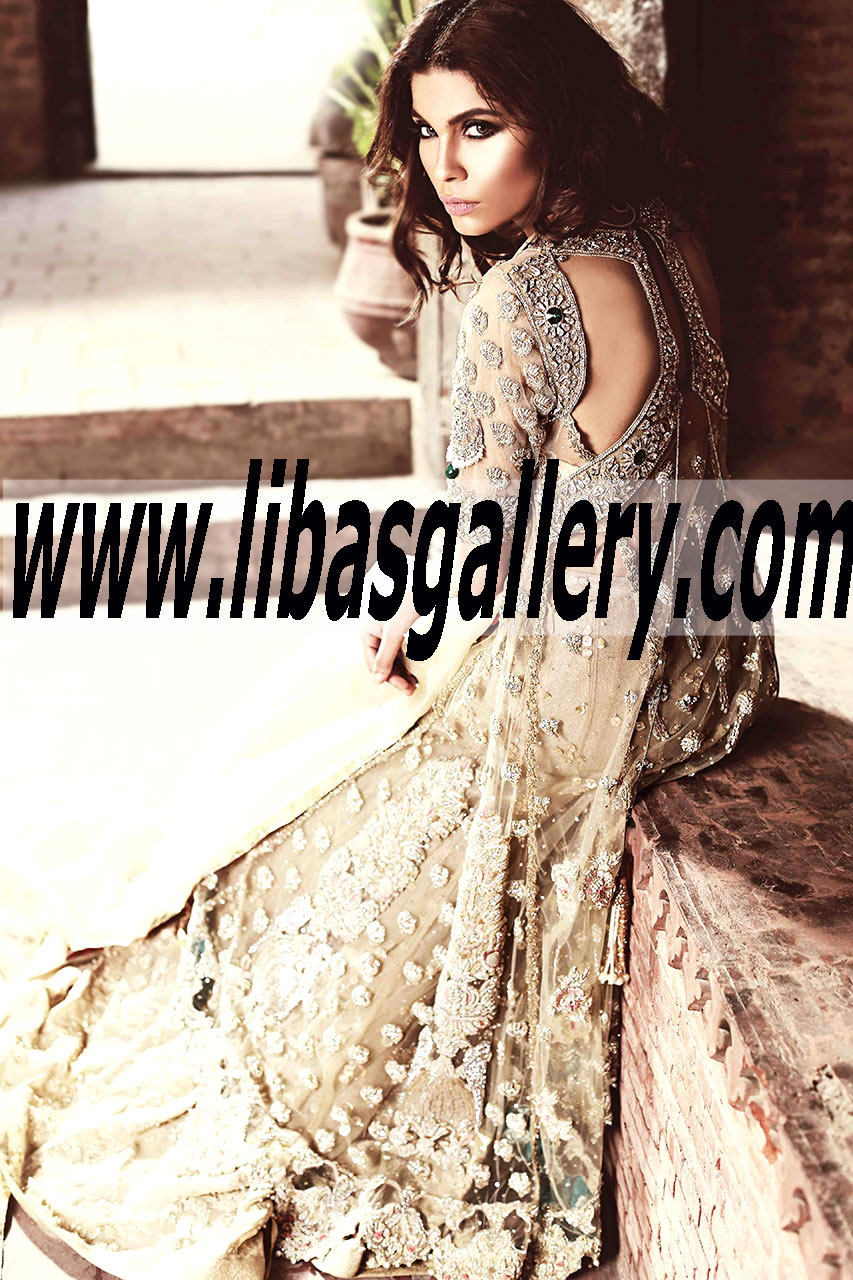 Bridal Wear 2015 EMBELLISHED BRIDAL LONG SHIRT DRESS WITH LEHENGA