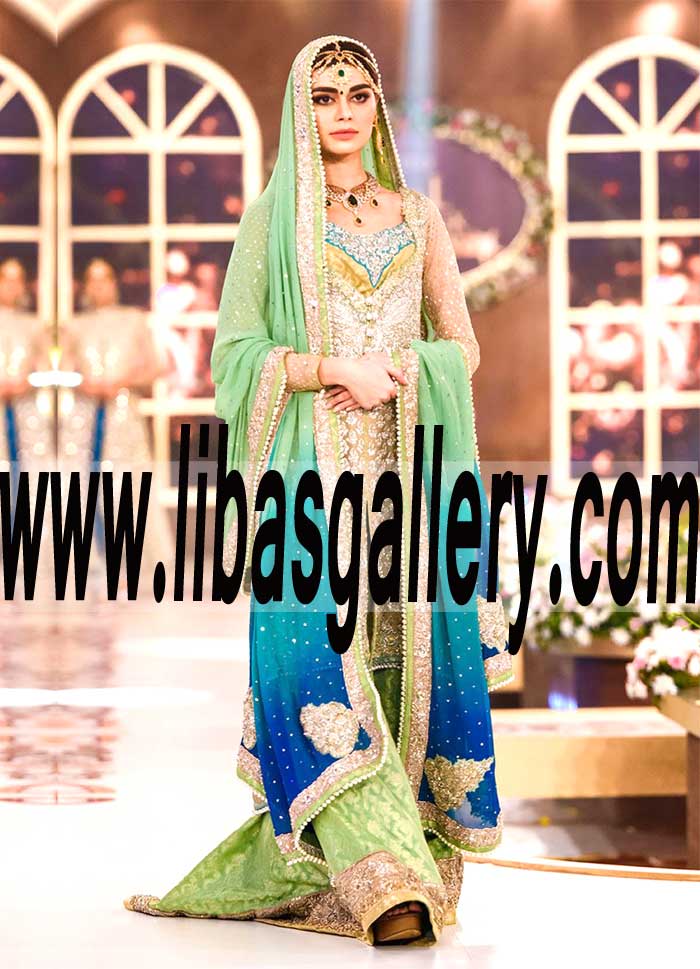 CLASSY Designer FRONT OPEN EMBELLISHED SHIRT Sharara Dress for Wedding and Formal Occasions