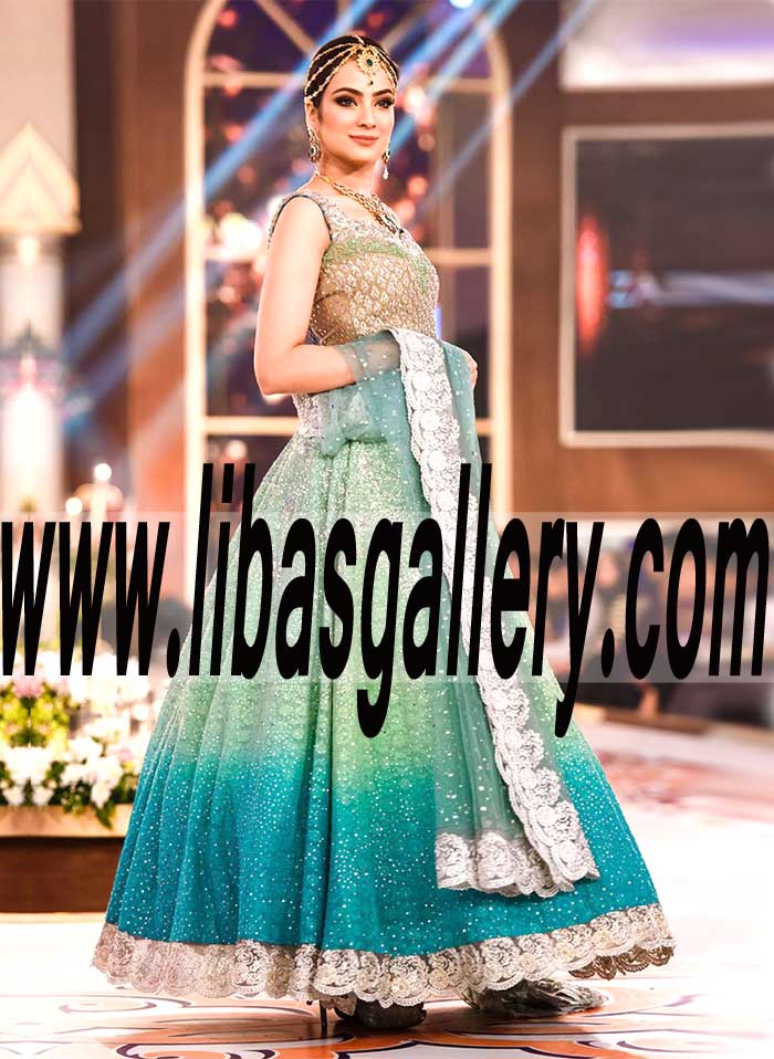 Miraculous BEIGE CHOLI WITH SWAROVSKI CRYSTALS Lehenga Dress for Engagement and Special Occasions