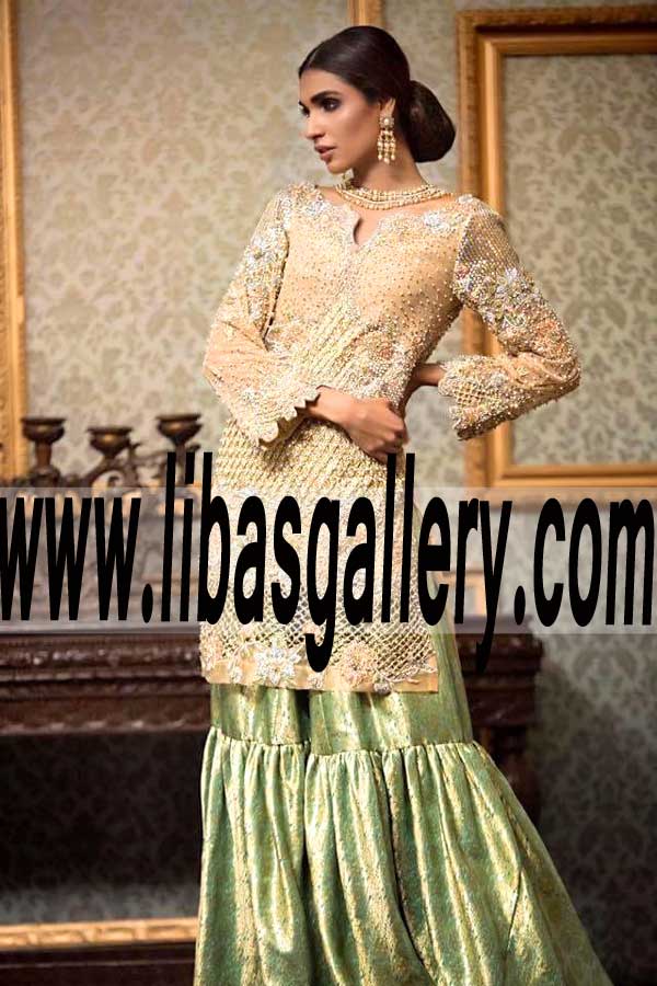 Dignified Wedding Gharara Dress for Reception and Special Occasions