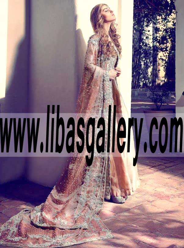 Enchanting Bridal Gown with majestic Embellishments for Valima and Reception