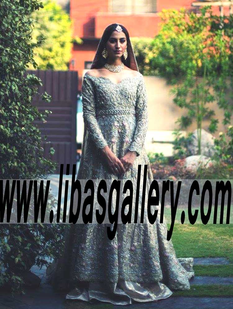 Fantastic Designer Heavy Embellished Bridal Gown for Walima and Reception
