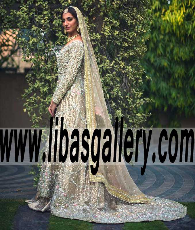 Fantastic Designer Heavy Embellished Bridal Gown for Walima and Reception