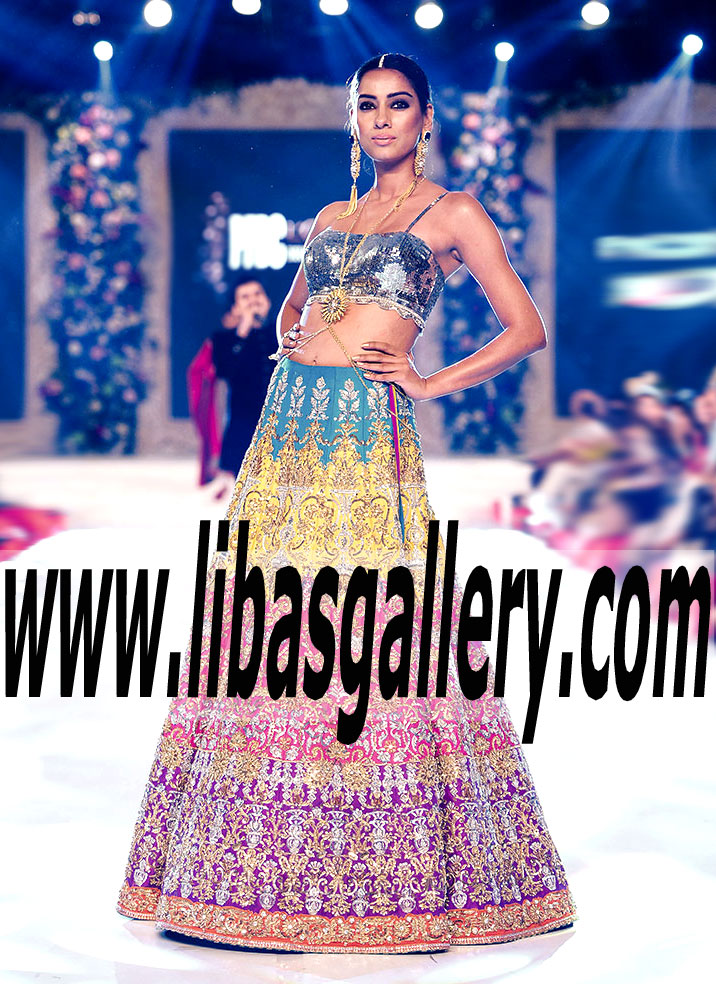 The perfect Artistic Wedding Lehenga with Short Blouse for Reception and Special Occasions