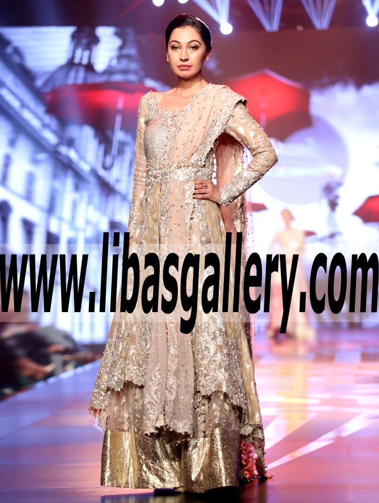 THE CHARMING ANARKALI GOWN WITH RICH SILVER EMBELLISHMENTS FOR WEDDING AND SPECIAL OCCASIONS