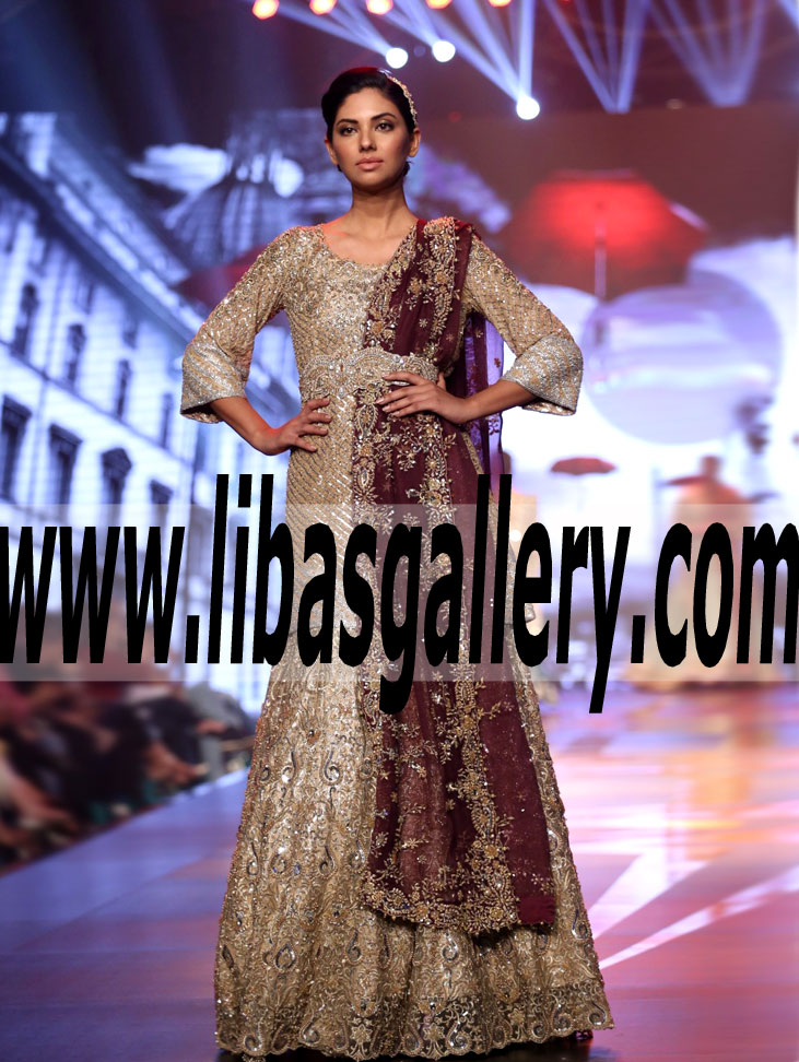 GLIMMERING PRINCESS BRIDAL DRESS WITH LUXURY EMBELLISHMENTS LEHENGA COLLECTION FOR WEDDING RECEPTION AND SPECIAL OCCASIONS