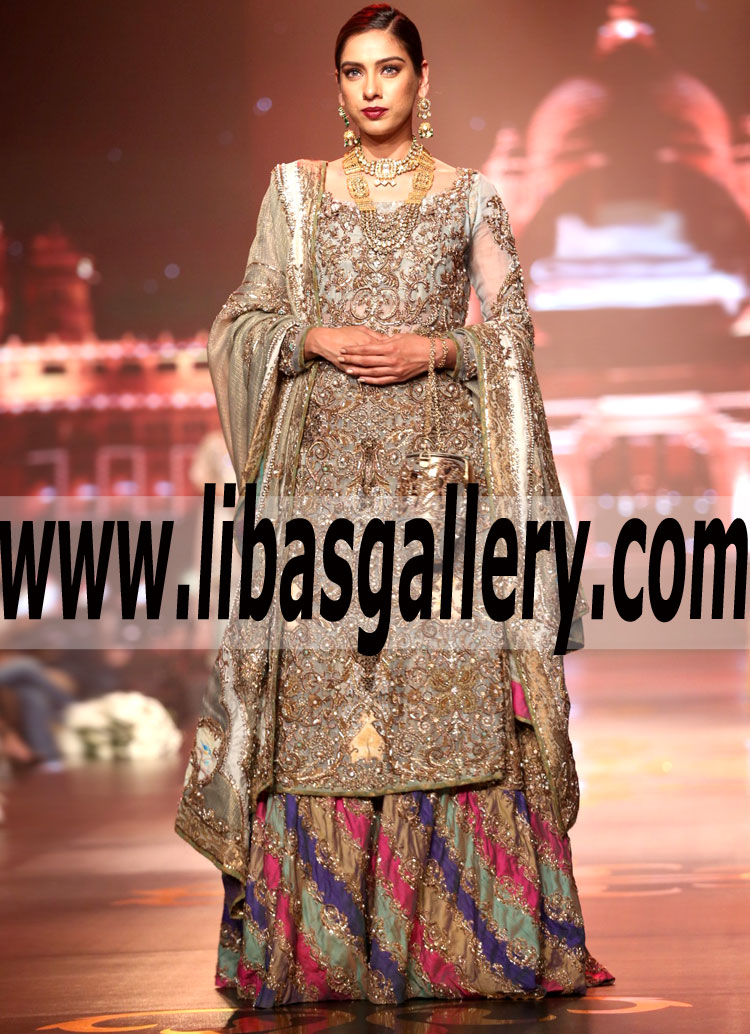 You will forever remember the day you Stunned in the Special Day Spectacular Embellishments Bridal Gharara for Wedding and Special Occasions