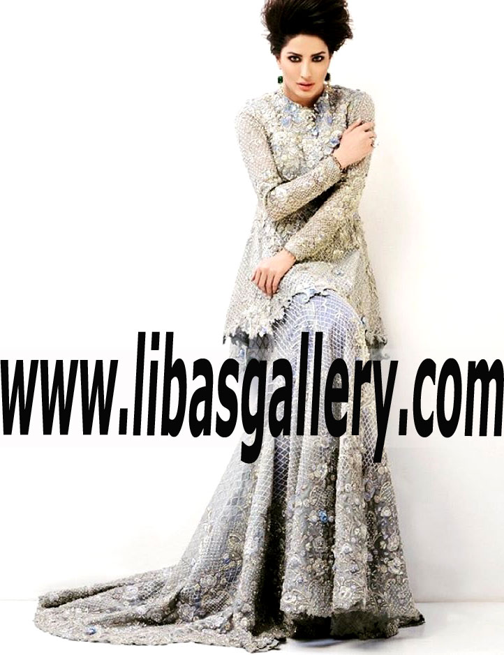 Simply elegant Train Lehenga Dress Stunner for your Wedding Reception and Special Occasions