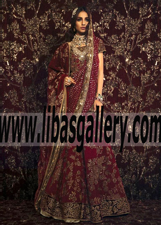 Spectacular Fall Wedding Designer Bridal Lehenga for Rukhsati or Barat 