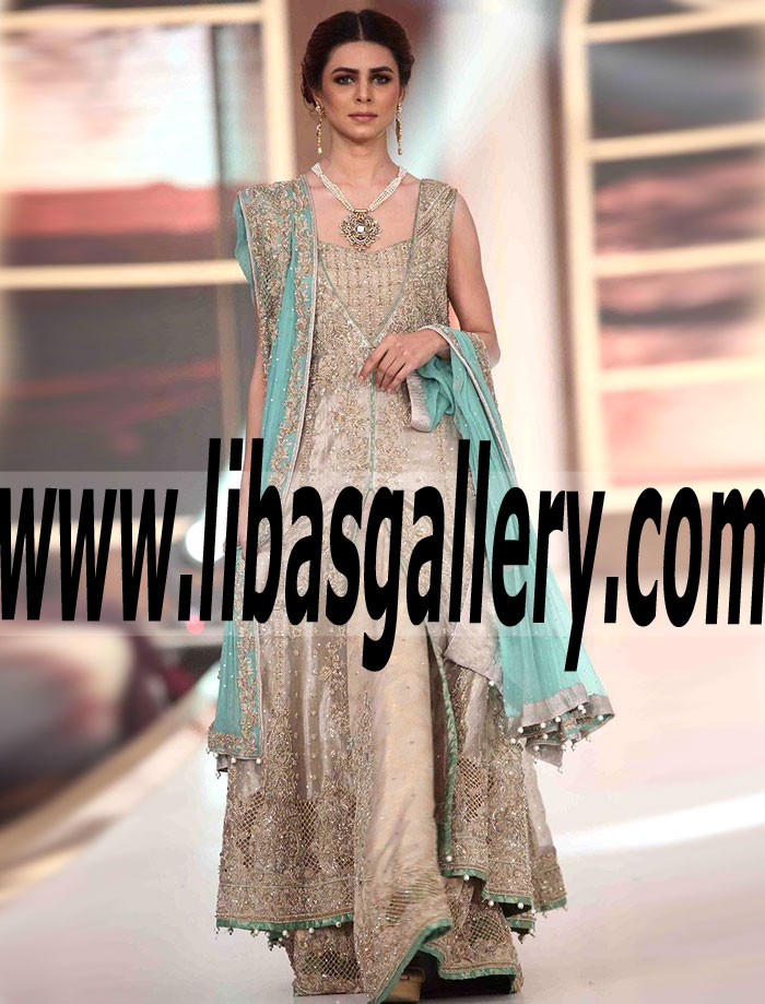 Exquisite Pakistani Designer Wedding GOWN Dress for Newly Wed Bride
