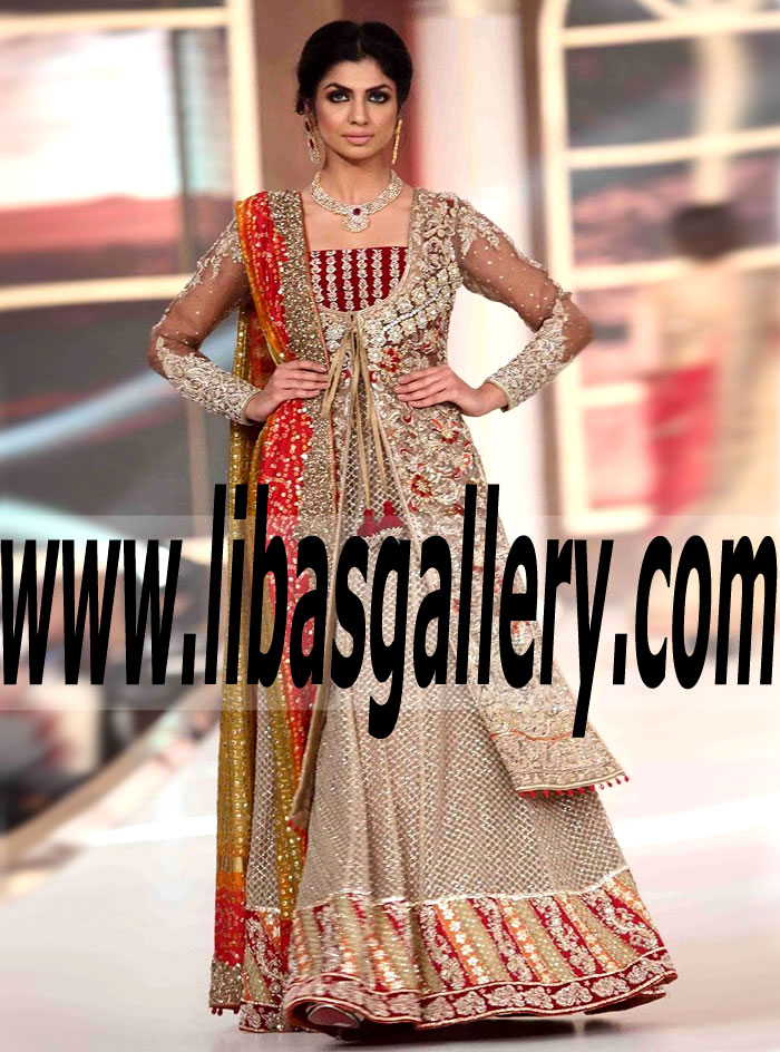 Traditioanl Pakitani Wedding Lehenga Dress with Alluring and Magnificent Embellishments for Wedding and Special Occasions