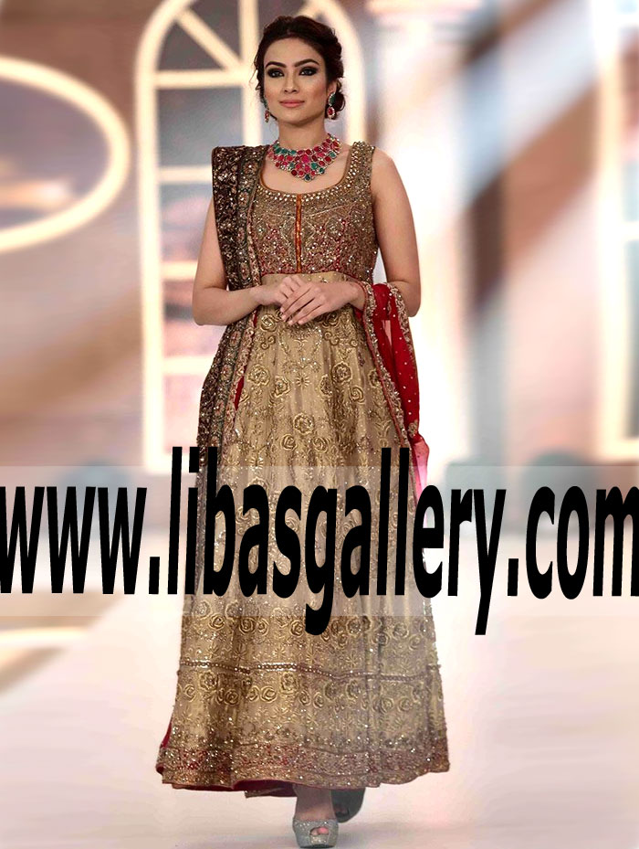 Amazing Pakistani Designer Bridal GOWN Dress with Exquisite Embellishments for Valima and Reception Dinner