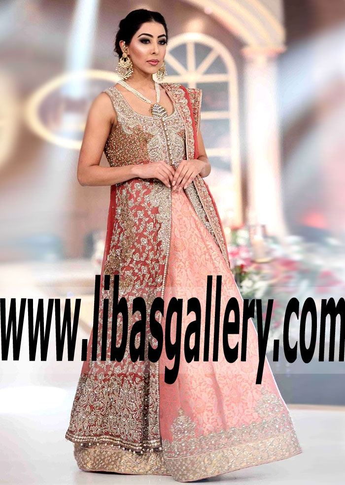 Sophisticated Designer Bridal Gown Dress with Brilliant and Attractive Embellishments for Engagement and Special Events