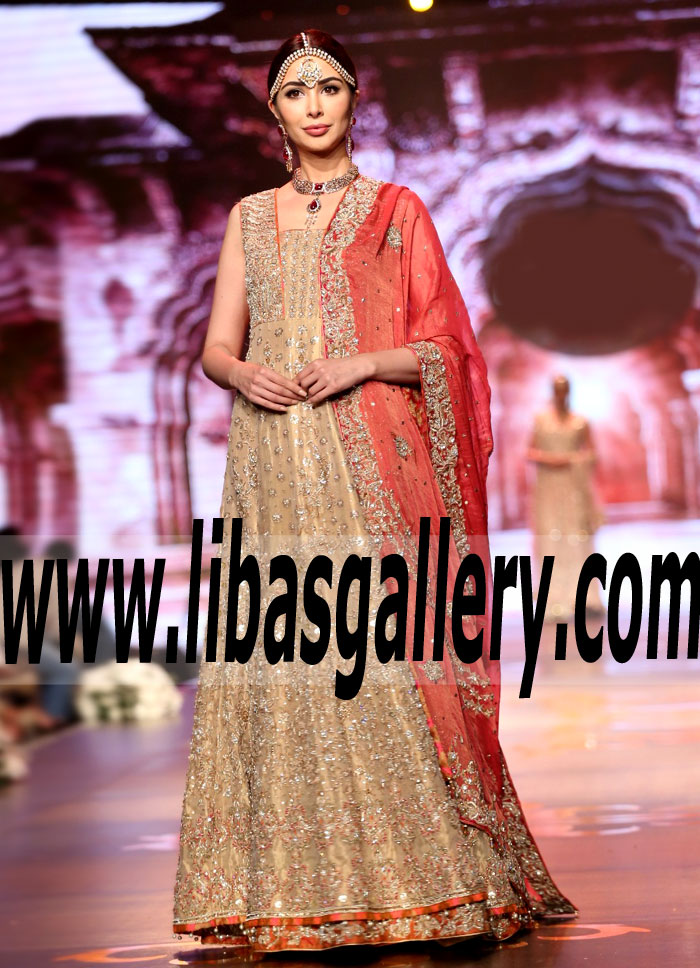 Marvelous Bridal Wear Gown with Awesome and Lovely Embellishments for Wedding Reception and Special Occasions