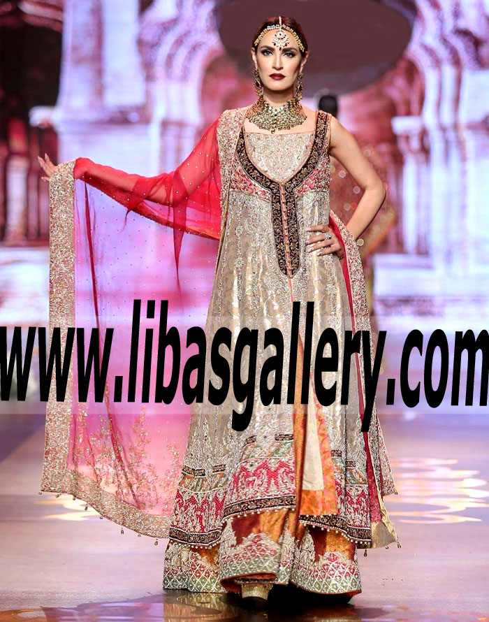 Royal Look Wedding Bridal Lehenga Dress with Magnificent and Lovely Embellishments for Wedding and Special Occasions