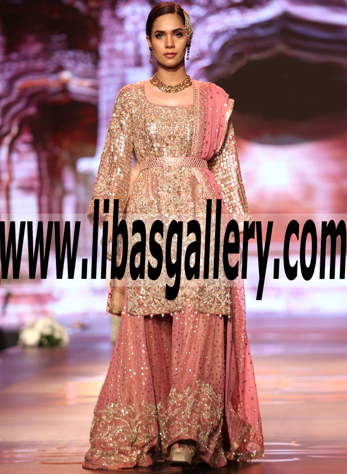 Bridal Sharara Dress with Glamorous and Gorgeous Embroidery and Embellishments for Wedding and Special Occasions