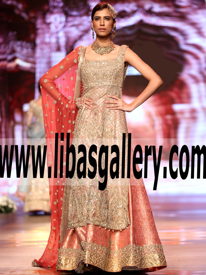Pakistani Designer Bridal Lehenga Dress with Exquisite and Fabulous Embellishments for Wedding and Special Occasions