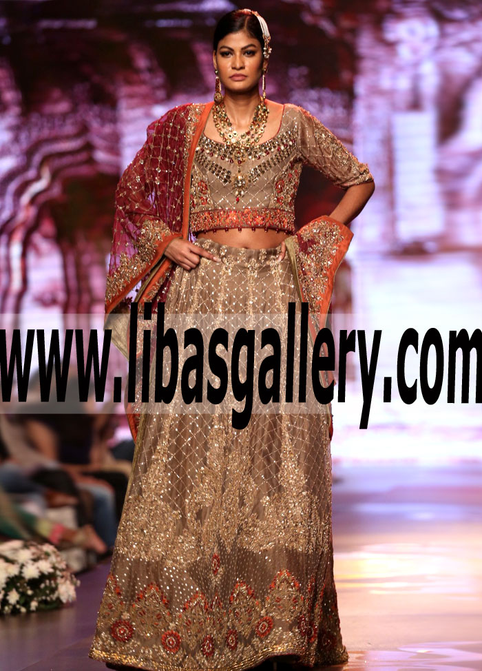 Charming Bridal Lehenga Dress with Stunning and Gorgeous Embellishments for Wedding and Special Occasions