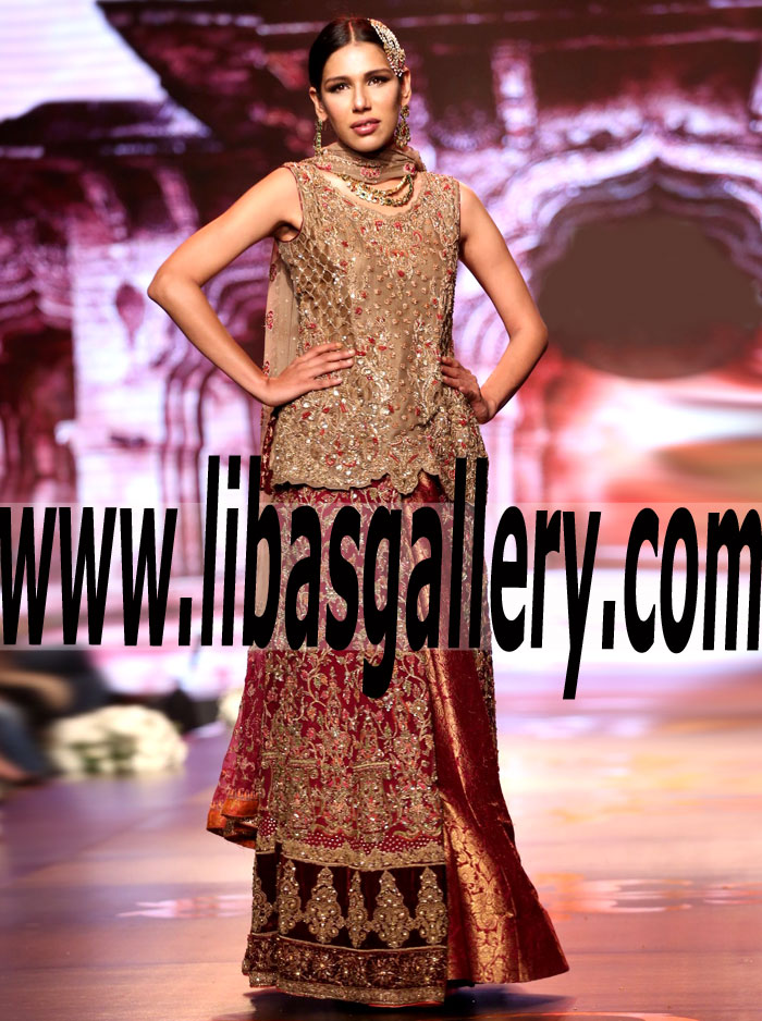 Splendorous Pakistani Bridal Gown with Elegant and Lovely Embellishments for Wedding and Special Occasions