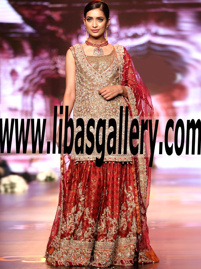 Miraculous Bridal Lehenga Dress with Awesome and Splendid Embellishments for Rukhsati or Barat