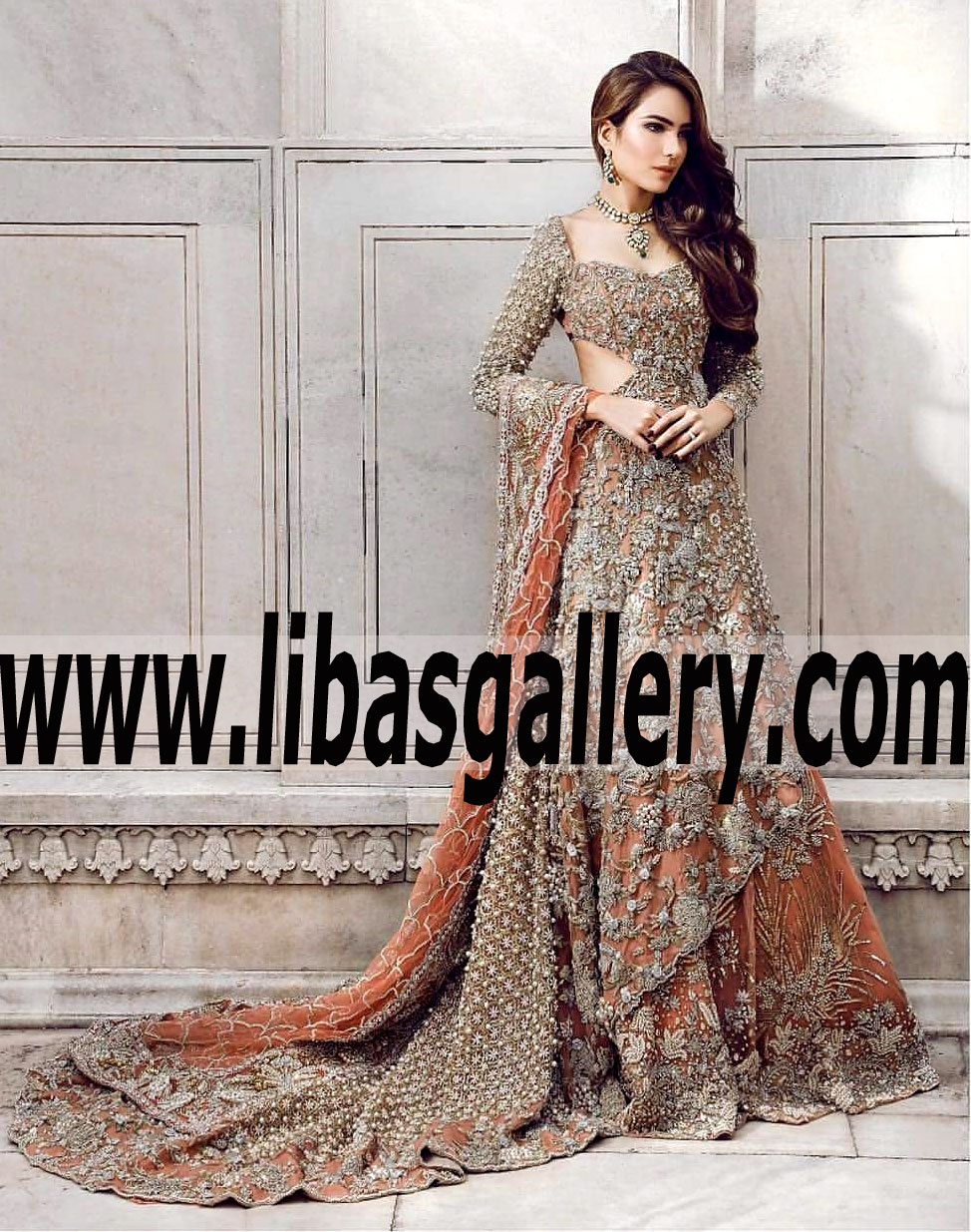 Sparkling Wedding Dress with Alluring Embellishments Wedding Lehenga for Valima or Reception