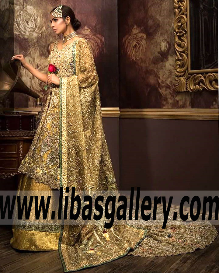 Sparkling Pakistani Bridal Dress features Rich Embellishments for Walima and Special Occasions