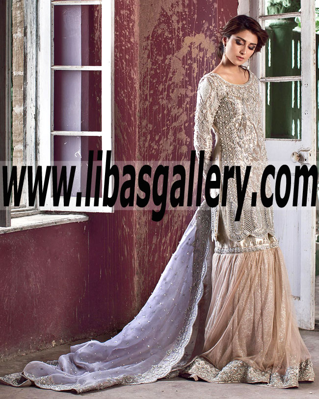 Feeling Alive ROSETTE Bridal Gharara Dress for Reception and Valima