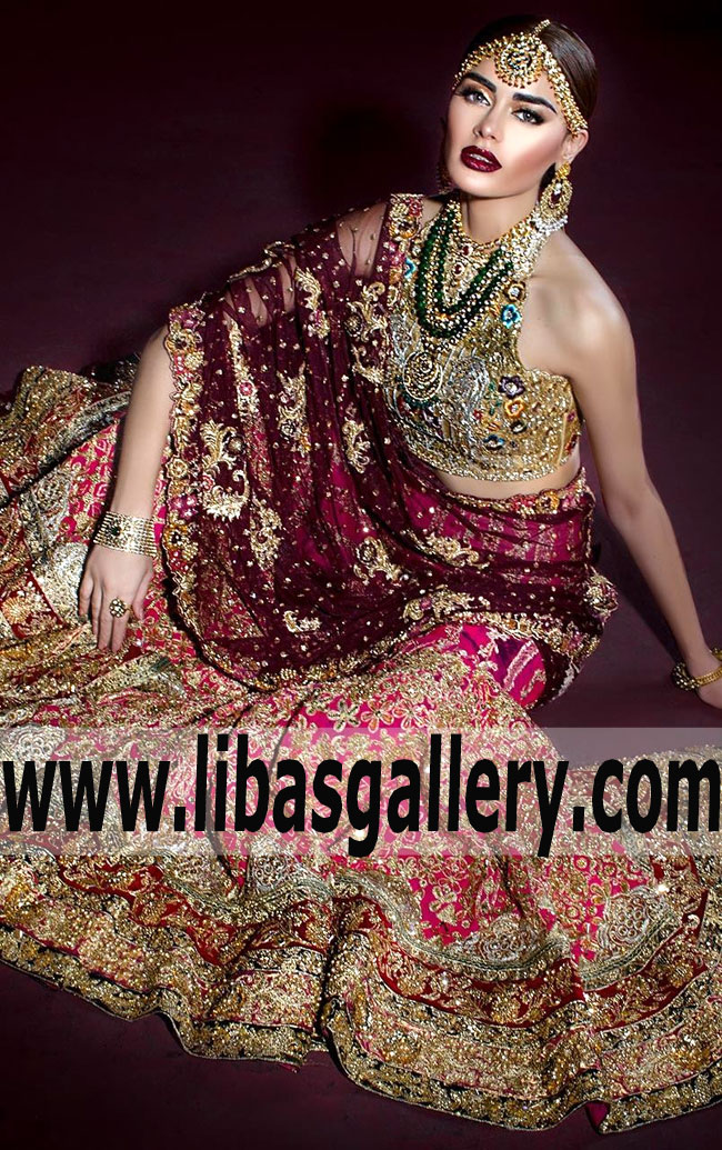 Traditional CERSEI Bridal Lehenga Choli Dress with Heavy Embellishments