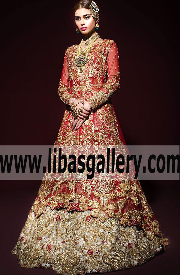 Glamorous GOLD MINE Anarkali Bridal Outfit for Wedding and Special Occasions