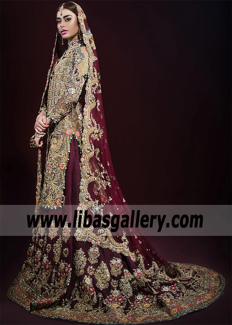 Gorgeous GOLD STONE Bridal Sharara for Wedding and Special Occasions