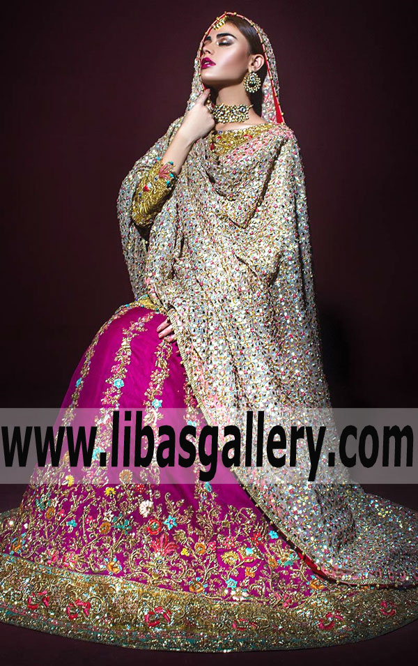 Tena Durrani Gorgeous Bridal Wear With Lehenga And Heavy Dupatta For Reception And Walima