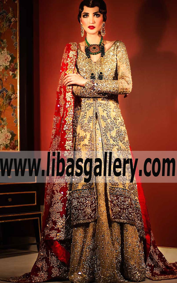 Traditional OPALINE CRYSTAL Bridal Wedding Dress with Royal and Lovely Embellishments for Wedding and Special Occasions
