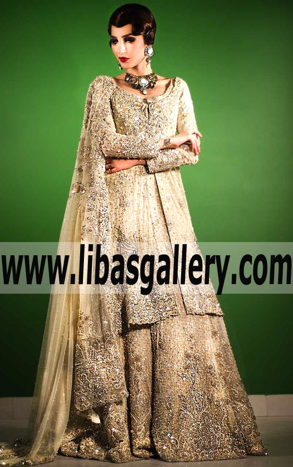 Beautiful OMOROSE PEARL Bridal Anarkali Outfit for Wedding and Valima Reception