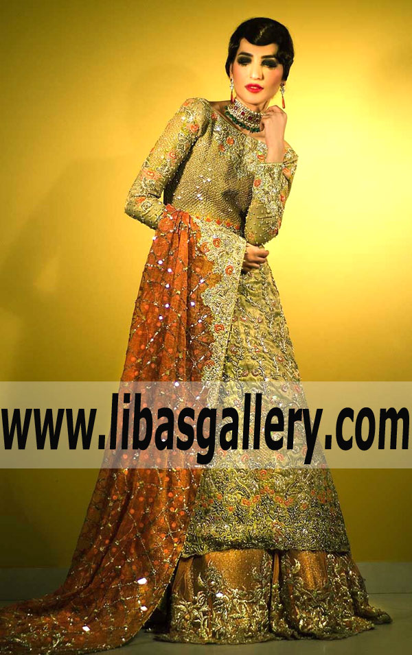 Whimsical AMULET Bridal Anarkali Pishwas for Wedding and Valima Events