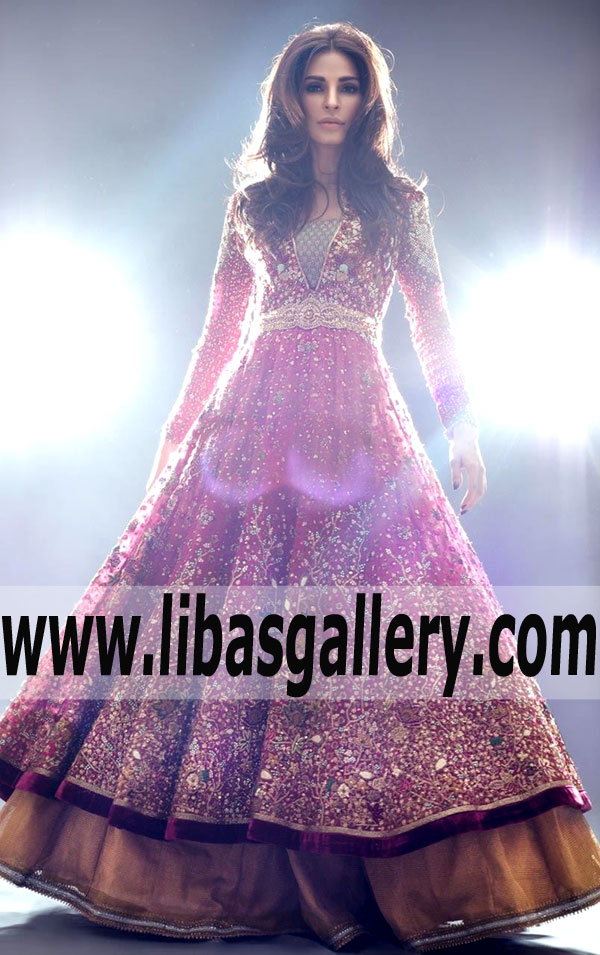 Romantic MAGDELINA Bridal Anarkali Gown Dress for Attractive Brides