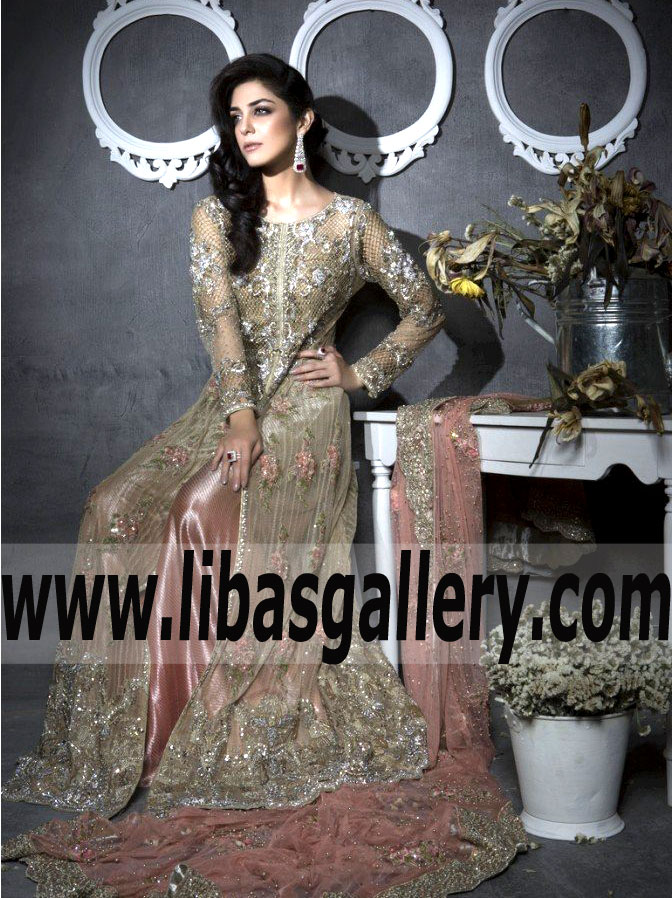 Exquisite Asian Wedding Gown Dress with Plain Lehenga for Next Formal Event